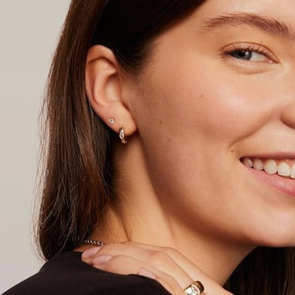 14K Gold White Gold Posts Chunky - Picture 4 of 7